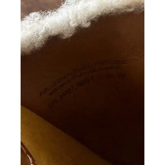 Tory Burch Shearling Clogs Women’s Size 9 Jessa Mules Tan Beige Gold Chain Shoes - Picture 15 of 15